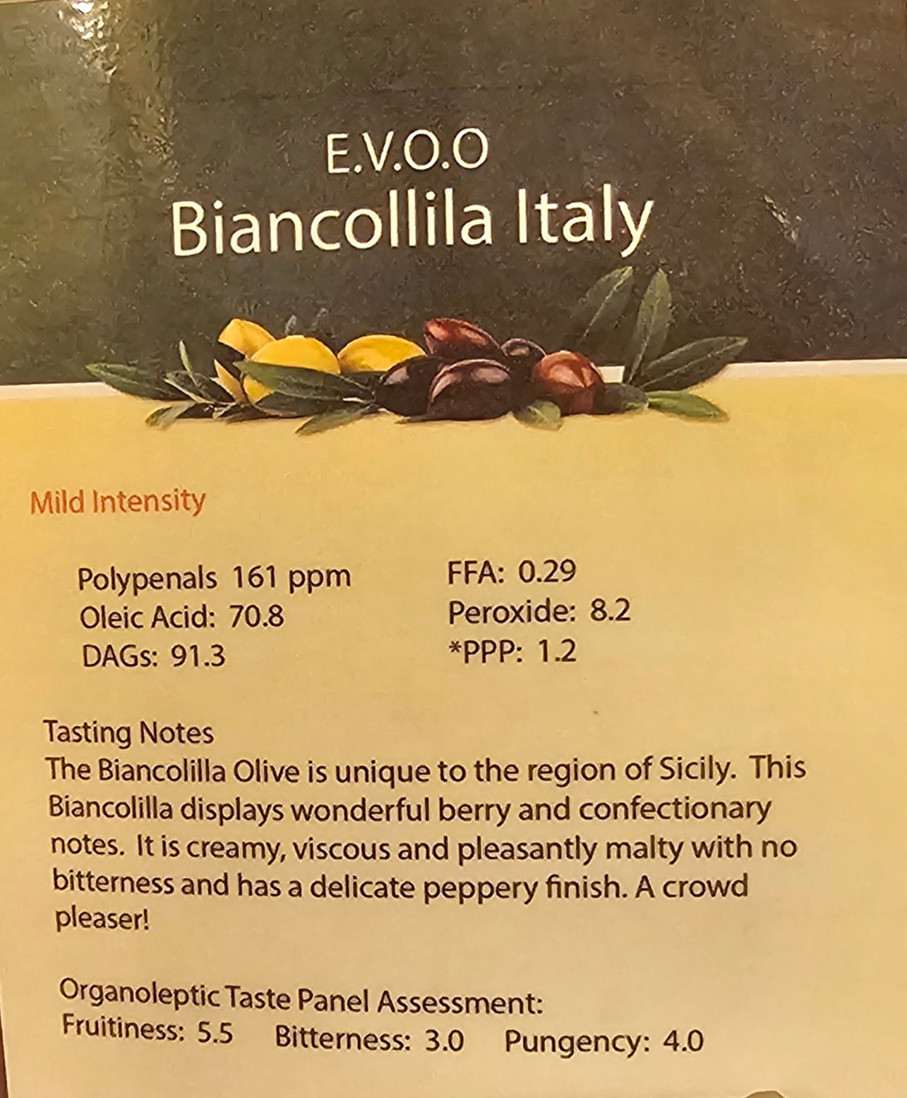Sicilian Biancolilla Ultra Premium Extra Virgin Olive Oil