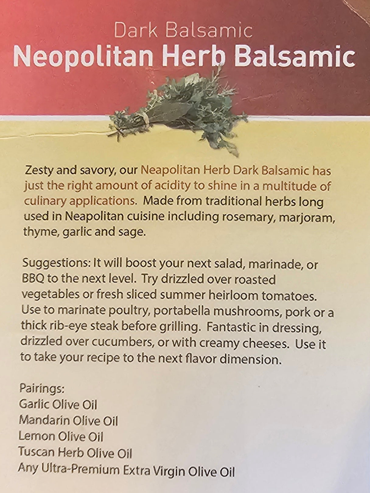 Neopolitan Herb Balsamic