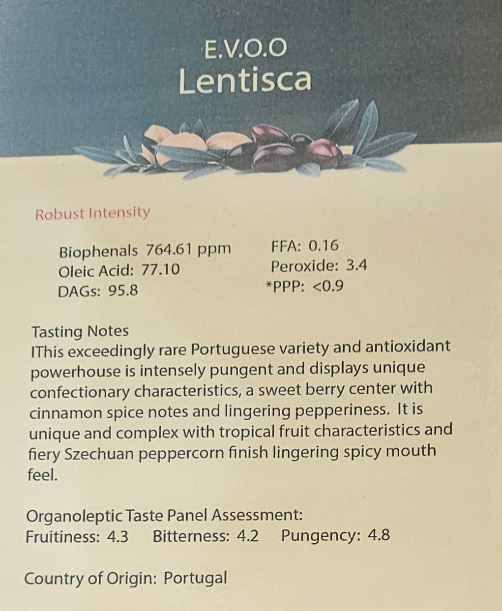 Lentisca Extra Virgin Olive Oil