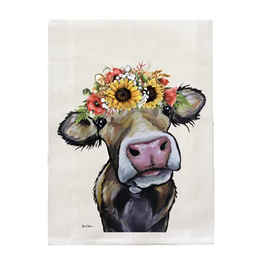 Hippie Hound Sunflower Cow Tea Towel