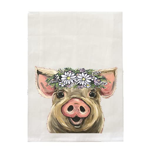 Hippie Hound Spring Flower Pig Tea Towel