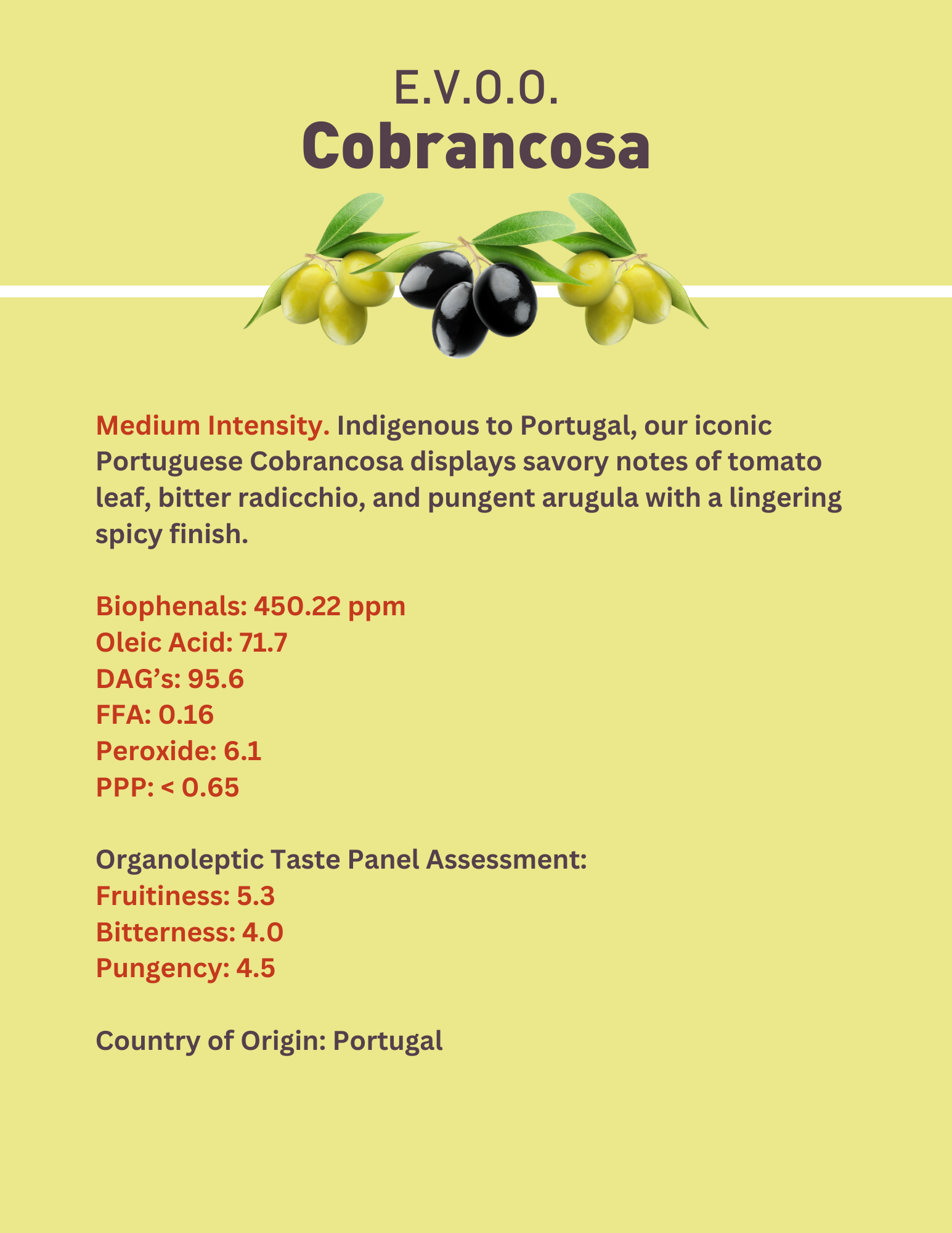 Cobrancosa Portugal Ultra Premium EVOO