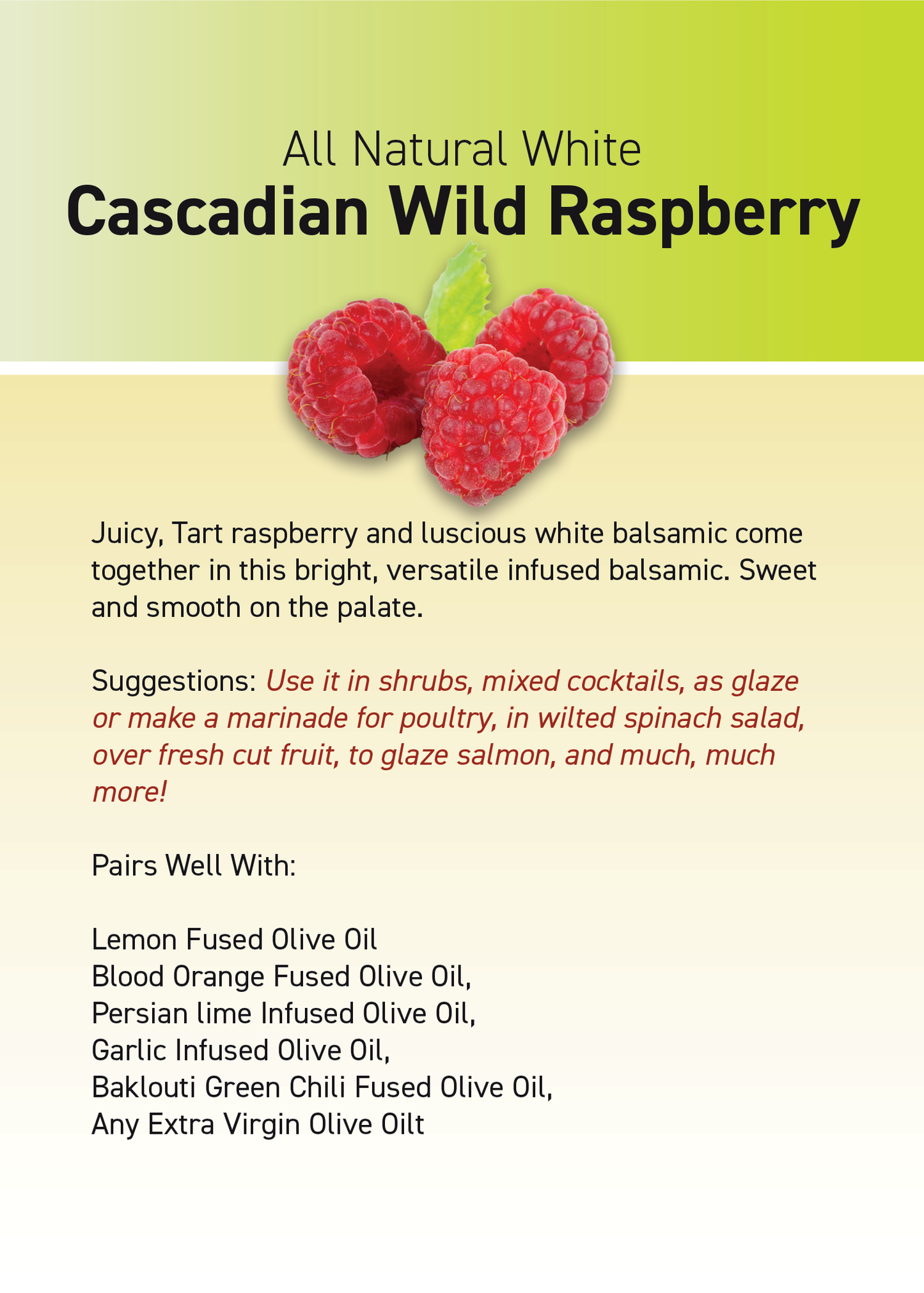 Cascadian Wild Raspberry White Balsamic