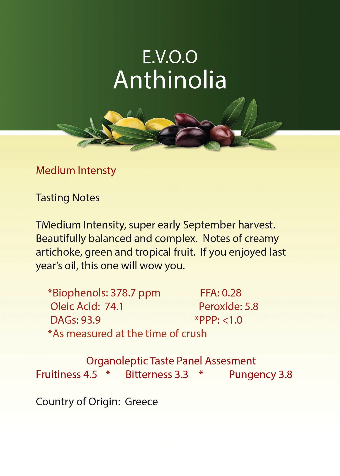 Athinolia Ultra Premium Extra Virgin Olive Oil