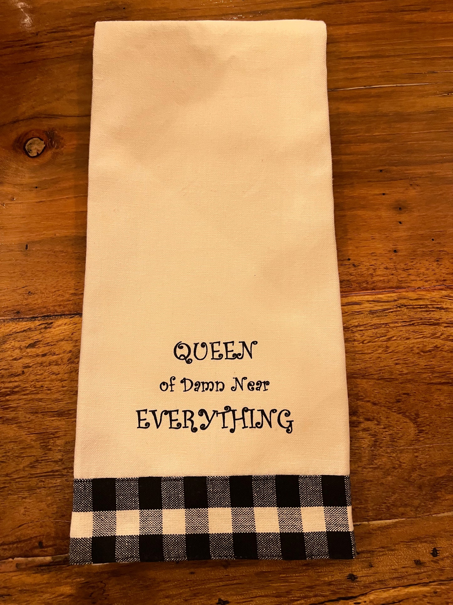 Whimsy Me Queen Tea Towel w/Gingham pattern